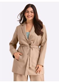 sheego Gro&szlig;e Gr&ouml;&szlig;en Longjacke aus Lederimitat, beige, Gr&ouml;&szlig;e 58 - Damen