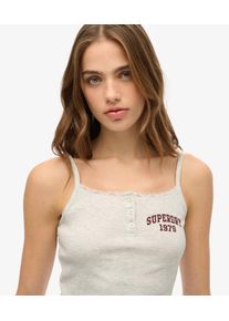 Superdry Damen Athletic Essentials Tr&auml;gertop mit Grafik und Kn&ouml;pfen Hellgrau - Gr&ouml;&szlig;e: 44 2103026000618C8F025