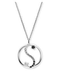 Kette mit Anh&auml;nger Engelsrufer "Yin Yang Balance", silber (silberfarben, kristallwei&szlig;, dunkelgrau, schwarz), Halsketten, Damen, Silber 925 (Sterlingsilber), L: 50 B: 1,42mm, Kette mit Anh&auml;nger, Made in Germany - mit Zirkonia (synth.), B:1,42mm