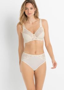 Minimizer-BH bonprix "Minimizer-BH mit gepolsterten Tr&auml;gern (2er Pack)", Damen, Gr. 105, Cup F, creme, taupe, Obermaterial: 80% Polyamid, 20% Elasthan. Futter: 100% Baumwolle. Spitze: 87% Polyamid, 13% Elasthan, BHs Minimizer-BH, Minimizer-Passform, mit gepolsterten Tr&auml;gern, mit edler Spitze