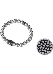 Schmuckset Kingka "Mulitpack Schmuck Geschenk Edelstahl Armband Ohrstecker", grau (edelstahlfarben, schwarz, silbergrau), Schmuck_Sets, Damen, Edelstahl, Perlen, Schmuckset, mit Muschelperlen