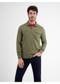 Langarm-Poloshirt Lerros "Longsleeve-Polo, gestreift", Herren, Gr. S, gr&uuml;n (aged olive), 100% Baumwolle, Shirts Langarm-Poloshirt