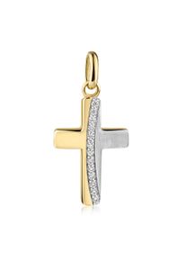Kettenanh&auml;nger Firetti "Schmuck Geschenk Gold 333 Halsschmuck Anh&auml;nger Kreuz", gelbgoldfarben, wei&szlig;goldfarben, kristallwei&szlig;, kristallwei&szlig;, Schmuckanh&auml;nger, Damen, Gelbgold 333, 0,93 g, Kettenanh&auml;nger, mit Zirkonia (synth.)