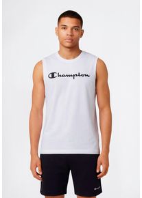 Tanktop Champion "BASICS Sleeveless T-Shirt Large Logo", Herren, Gr. M, wht, Obermaterial: 100% Baumwolle, normal, Rundhals, Tops Tanktop, sportliche Schnittform, sportlicher Stil, mit Rundhalsausschnitt