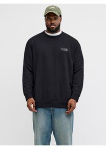 Jack & Jones PlusSize Sweatshirt "JJEARCHIVE GRAPHIC SWEAT CN NOOS PLS", Herren, Gr. 6XL, schwarz, angeraute Sweatware, Obermaterial: 80% Baumwolle, 20% Polyester, JACK & JONES PLUSSIZE, unifarben, relaxed fit normal, Rundhals, Rippb&uuml;ndchen, Sweatshirts Sweatshirt, Baumwollmischung, relaxed fit