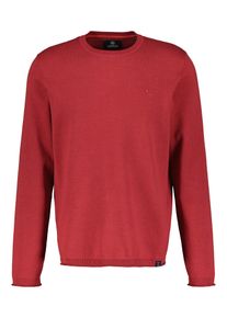 Strickpullover Lerros "Rundhalspullover, Flachstrick", Herren, Gr. XXL, rot (ruby rot), 100% Baumwolle, normal, Rundhals, Pullover Strickpullover