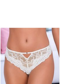 String Lascana "Romea", Damen, Gr. 48/50, beige (creme), Spitze, Obermaterial: 90% Polyamid, 10% Elasthan, Unterhosen String, mit sexy Cut-Outs und feinem Ringaccessoire
