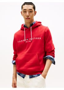 Kapuzensweatshirt Tommy Hilfiger "TOMMY LOGO", Herren, Gr. L, medium rot, Sweatware, Obermaterial: 64% Baumwolle, 36% Polyester, gerade, unten schmal h&uuml;ftlang, Rundhals, angesetztes B&uuml;ndchen, Sweatshirts Kapuzensweatshirt, unifarben, casual, regular fit, Baumwollmix, Kapuze