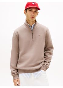 Sweatshirt Tommy Jeans "TJM REGULAR FLEECE 1/4 ZIP MOCK NECK", Herren, Gr. M, ivy mink, Sweatware, Obermaterial: 80% Baumwolle, 20% Polyester, regular fit h&uuml;ftlang, Rippb&uuml;ndchen, Sweatshirts Sweatshirt, mit Fleece