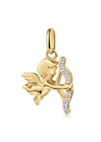 Kettenanh&auml;nger Firetti "Schmuck Geschenk Gold 333 Halsschmuck Anh&auml;nger Amor Pfeil", gelbgoldfarben, wei&szlig;goldfarben, kristallwei&szlig;, kristallwei&szlig;, Schmuckanh&auml;nger, Damen, Gelbgold 333, 1,28 g, Kettenanh&auml;nger, mit Zirkonia (synth.)