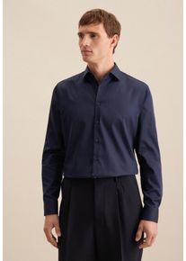 Businesshemd Seidensticker "Schwarze Rose", Damen, Gr. XL44, normale &Auml;rmell&auml;ngen, blau (dunkelblau), 100% Baumwolle, unifarben, tailored fit, 2-Knopf-Manschette, Hemden Businesshemd, Shaped 1/1 Kentkragen Uni