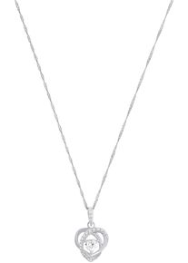 Kette mit Anh&auml;nger Amor "Herz", silber (silberfarben, wei&szlig;), Halsketten, Damen, Silber 925 (Sterlingsilber), L: 45 B: 1mm, Kette mit Anh&auml;nger, mit Zirkonia (synth.), B:1mm