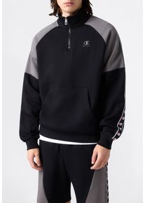 Sweatshirt Champion "Sports-inspired Interlock Half Zip Sweatshirt with Tape detailing", Herren, Gr. M, nbk, dgg, Obermaterial: 82% Baumwolle, 18% Polyester, normal, Rundhals, Sweatshirts Sweatshirt, komfortabler Schnitt, sportlicher Stil, Rundhalsausschnitt