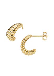 Paar Ohrstecker Firetti "Schmuck Geschenk Silber 925 Ohrschmuck Ohrringe geriffelt", gelbgoldfarben, Ohrringe, Damen, Silber 925 (Sterlingsilber), Paar Ohrstecker