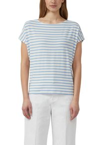 Kurzarmshirt s.Oliver, Damen, Gr. 34, powder blau stripe, Jersey, Obermaterial: 95% Viskose, 5% Elasthan, gestreift, normal h&uuml;ftbedeckend, Rundhals, abgesteppte Kante, Shirts Kurzarmshirt, Sommershirt mit grafischem Muster