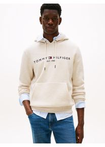 Kapuzensweatshirt Tommy Hilfiger "TOMMY LOGO", Herren, Gr. M, beige (heatherot oatmilk), Sweatware, Obermaterial: 64% Baumwolle, 36% Polyester, gerade, unten schmal h&uuml;ftlang, Rundhals, angesetztes B&uuml;ndchen, Sweatshirts Kapuzensweatshirt, unifarben, casual, regular fit, Baumwollmix, Kapuze