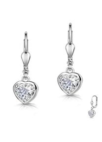 Paar Ohrh&auml;nger Firetti "Schmuck Geschenk Silber 925 Ohrschmuck Ohrringe Herzform", silberfarben, kristallwei&szlig;, kristallwei&szlig;, Ohrringe, Damen, Silber 925 (Sterlingsilber), Paar Ohrh&auml;nger, Made in Germany - mit Zirkonia (synth.)