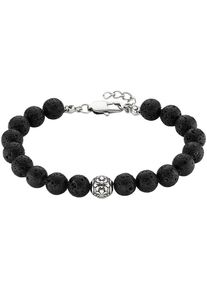 Armband Bruno Banani "Schmuck Geschenk Edelstalarmband mit Lavasteinen", schwarz (edelstahlfarben, schwarz, schwarz), Armb&auml;nder, Damen, 21cm, Edelstahl, Armband, mit Lavastein
