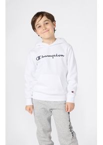 Kapuzensweatshirt Champion "SPORTWEAR HOODIE Standard Fit", Jungen, Gr. S (128/134), wht, ns, Obermaterial: 54% Baumwolle, 46% Polyester, normal, Rundhals, Sweatshirts Kapuzensweatshirt, f&uuml;r Kinder