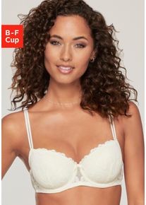 Schalen-BH Lascana "Romea", Damen, Gr. 90, Cup B, beige (creme), Spitze, Obermaterial: 55% Polyamid, 38% Polyester, 7% Elasthan, BHs Schalen-BH, mit B&uuml;gel & floraler Spitze, Dessous, Topseller