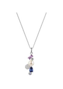 Kette mit Anh&auml;nger Firetti "Geschenk Silber 925 Halsschmuck Ankerkette Baguette Kreis Tropfen", silberfarben, lavendel, tanzanite, lila, kristallwei&szlig;, wei&szlig;, Halsketten, Damen, Perlen Silber 925 (Sterlingsilber), L: 45 B: 1,1mm, Perlen, Silber 925 (Sterlingsilber), Kette mit Anh&auml;nger, mit Zirkonia (synth.) - mit S&uuml;&szlig;wasserzuchtperle, B:1,1mm