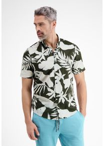 Kurzarmhemd Lerros "Halbarmhemd mit floralem Print", Damen, Gr. S, Normalgr&ouml;&szlig;en, gr&uuml;n (chilled olive), 100% Baumwolle, Hemden Kurzarmhemd