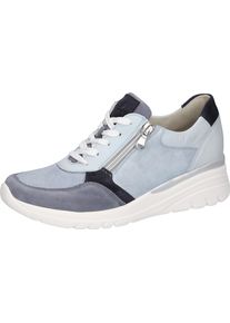 Waldl&auml;ufer Keilsneaker WALDL&Auml;UFER "H-CARLA Soft", Damen, Gr. 5 (38), hellblau, jeansblau, Croslite&trade;, Nappaleder, Nubukleder, Textil, Veloursleder, mehrfarbig, Schuhe Keilsneaker, Schn&uuml;rschuh, Halbschuh, Freizeitschuh mit Kontrastbesatz