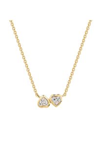 Kette mit Anh&auml;nger Firetti "Schmuck Geschenk Silber 925 Halsschmuck Halskette Ankerkette Herz", gelbgoldfarben, kristallwei&szlig;, Halsketten, Damen, Silber 925 (Sterlingsilber), L: 45 B: 1,5mm, Kette mit Anh&auml;nger, mit Zirkonia (synth.), B:1,5mm