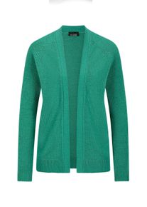 Strickjacke GOLDNER "Strickjacke mit Strickbandblende", Herren, Gr. 44, gr&uuml;n, Obermaterial: 57% Polyacryl PAN. 26% Polyester PES. 17% Baumwolle CO., gerade, V-Ausschnitt, Strickjacken Strickjacke, aus B&auml;ndchengarn gestrickt