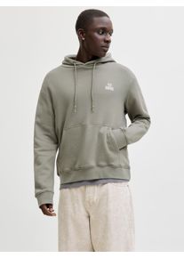 Jack & Jones Kapuzensweatshirt JACK & JONES "JCOFLARE BACK PHOTO PRINT SWEAT HOOD", Herren, Gr. XL, vetiver, angeraute Sweatware, Obermaterial: 100% Baumwolle, unifarben, relaxed fit, Rippb&uuml;ndchen, Sweatshirts Kapuzensweatshirt