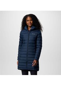 Daunenmantel Columbia "Lake 22 II Down Long Hooded Jacket", Damen, Gr. XS, blau (collegiate navy), Obermaterial: 100% Polyester. Wattierung: 100% Daunen, Po-bedeckend, M&auml;ntel Daunenmantel