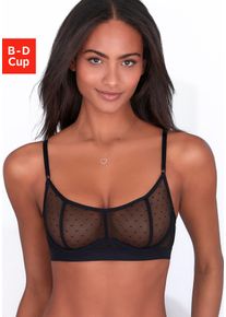 B&uuml;gel-BH Vivance "Ava", Damen, Gr. 70, Cup D, schwarz, Mesh, Obermaterial: 90% Polyamid, 10% Elasthan, BHs B&uuml;gel-BH, aus transparentem Mesh in P&uuml;nktchen-Optik, sexy Dessous