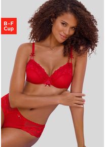 B&uuml;gel-BH Nuance, Damen, Gr. 70, Cup B, rot, Spitze, Obermaterial: 67% Polyamid, 23% Polyester, 10% Elasthan, BHs B&uuml;gel-BH, mit dekorativer Schn&uuml;rung und Zierschleifen, verf&uuml;hrerische Dessous