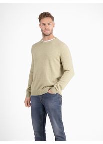 Strickpullover Lerros "Crewneck Strickpullover", Herren, Gr. L, beige (tender beige melange), 100% Baumwolle, Pullover Strickpullover, Weicher Strick-Pullover, Rundhalsausschnitt, lange &Auml;rmel, pflegeleicht