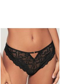 String Lascana "Romea", Damen, Gr. 48/50, blau (schwarz), Spitze, Obermaterial: 90% Polyamid, 10% Elasthan, Unterhosen String, mit sexy Cut-Outs und feinem Ringaccessoire