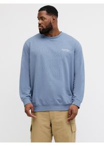 Jack & Jones PlusSize Sweatshirt "JJEARCHIVE GRAPHIC SWEAT CN NOOS PLS", Herren, Gr. 5XL, blau mirage, angeraute Sweatware, Obermaterial: 80% Baumwolle, 20% Polyester, JACK & JONES PLUSSIZE, unifarben, relaxed fit normal, Rundhals, Rippb&uuml;ndchen, Sweatshirts Sweatshirt, Baumwollmischung, relaxed fit