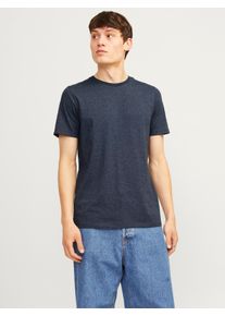 Jack & Jones Rundhalsshirt JACK & JONES "JJEORGANIC MELANGE TEE SS O-NECK NOOS", Herren, Gr. XXL, blau (navy, blazer), Jersey, Obermaterial: 60% Baumwolle, 40% Polyester, meliert, normal normal, Rundhals, gerader Abschluss, Shirts Rundhalsshirt, Baumwollmischung, regular fit