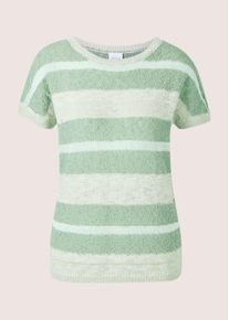 Madeleine Mode Longpullover MADELEINE "Pullover Kurzarm-Pullover mit Glanz-Effekt", Damen, Gr. 48, silber (salbei, hellsalbeigr&uuml;n, silber), Obermaterial: 89% Baumwolle CO. 5% Polyester PES. 3% metallisierte Fasern MTF. 2% Polyamid PA. 1% sonstige Fasern AF., Modern, normal, Pullover Longpullover