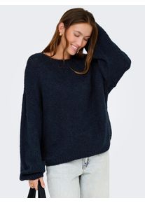 Jacqueline de Yong V-Ausschnitt-Pullover JDY "JDYDINEA L/S REVERSIBLE PULLOV. KNT NOOS", Damen, Gr. XL, blau (total eclipse), Strick, Obermaterial: 80% Polyacryl, 20% Polyester, unifarben, loose fit h&uuml;ftlang, V-Ausschnitt, weit Strickb&uuml;ndchen, Pullover V-Ausschnitt-Pullover, Kunstfaser, regular fit
