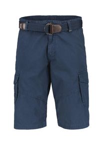 Bermudas Lerros "Unifarbene Cargobermuda mit G&uuml;rtel", Herren, Gr. 31, blau (storm blau), 100% Baumwolle, Hosen Bermudas