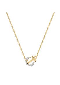 Kette mit Anh&auml;nger Firetti "Schmuck Geschenk Gold 333 Halsschmuck Halskette Ankerkette Anker", gelbgoldfarben, wei&szlig;goldfarben, kristallwei&szlig;, Halsketten, Damen, Gelbgold 333, L: 45 B: 0,8mm, Kette mit Anh&auml;nger, mit Zirkonia (synth.), B:0,8mm