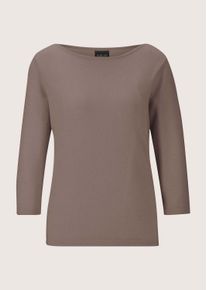 Madeleine Mode Longpullover MADELEINE "Strickpullover Kaschmirpullover mit U-Boot-Ausschnitt", Damen, Gr. 34, beige (dunkeltaupe, melange), Obermaterial: 100% Kaschmir WS., Modern, normal, Pullover Longpullover, Kaschmirpullover mit 3/4 Arm