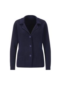Jackenblazer GOLDNER "Milano-Ripp-Blazer mit Reverskragen", Damen, Gr. 54, blau (marine), Obermaterial: 50% Baumwolle CO. 50% Polyacryl PAN., schmal, Blazer Jackenblazer, figurschmeichelender Schnitt
