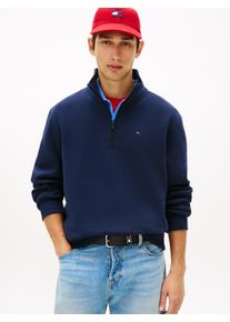 Sweatshirt Tommy Jeans "TJM REGULAR FLEECE 1/4 ZIP MOCK NECK", Herren, Gr. XL, schwarz night navy, Sweatware, Obermaterial: 80% Baumwolle, 20% Polyester, regular fit h&uuml;ftlang, Rippb&uuml;ndchen, Sweatshirts Sweatshirt, mit Fleece