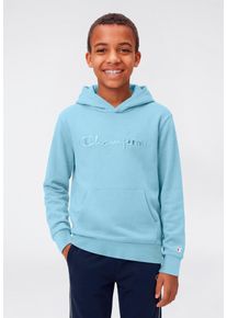 Kapuzensweatshirt Champion "ICONS TONAL Hoodie with Large Logo", Jungen, Gr. L (152/158), stnb, Obermaterial: 73% Baumwolle, 27% Polyester, Sweatshirts Kapuzensweatshirt, f&uuml;r Kinder, mit Kapuze, sportlicher Stil