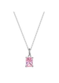 Kette mit Anh&auml;nger Firetti "Schmuck Geschenk Silber 925 Halsschmuck Halskette Ankerkette Quadrat", silberfarben, pink, Halsketten, Damen, Silber 925 (Sterlingsilber), L: 45 B: 1,1mm, Kette mit Anh&auml;nger, mit Zirkonia (synth.), B:1,1mm