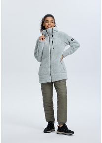 Fleecejacke Icepeak "Icepeak CHELLES", Damen, Gr. XXL (48/50), powder, Obermaterial: 100% Polyester, Jacken Fleecejacke, mit verstellbarer Kapuze, schnell trocknendes Material