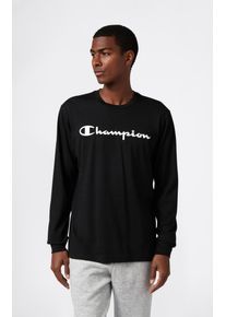 T-Shirt Champion "BASICS Long-Sleeve T-Shirt Large Logo", Herren, Gr. S (44/46), schwarz (nbk, ns), Obermaterial: 100% Baumwolle, Shirts T-Shirt