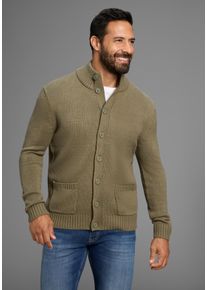 MAN'S WORLD Strickjacke MAN'S WORLD "Highlight mit Kn&ouml;pfen& Taschen", Herren, Gr. S (44/46), gr&uuml;n, Strick, Obermaterial: 80% Polyacryl, 20% Baumwolle, meliert, regular fit, Rippb&uuml;ndchen, Strickjacken Strickjacke, mit Stehkragen,weicher Griff, Perfekt f&uuml;r die k&auml;ltere Jahreszeit