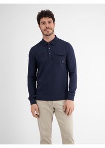 Langarm-Poloshirt Lerros "Longsleeve-Polo, gestreift", Herren, Gr. S, blau (classic navy), 100% Baumwolle, Shirts Langarm-Poloshirt